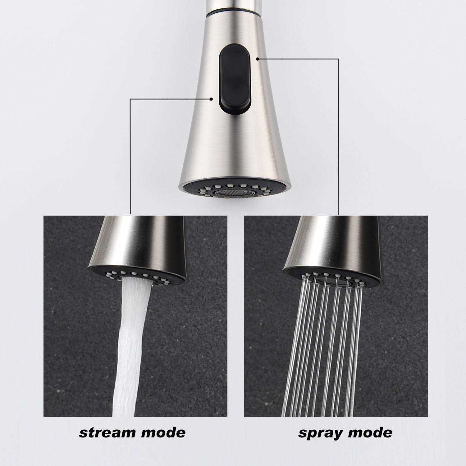 Wewe Single Handle High Arc Brushed Nickel Pull Out Kitchen Faucet Level Steel - Shop Hardware Tools Online Store