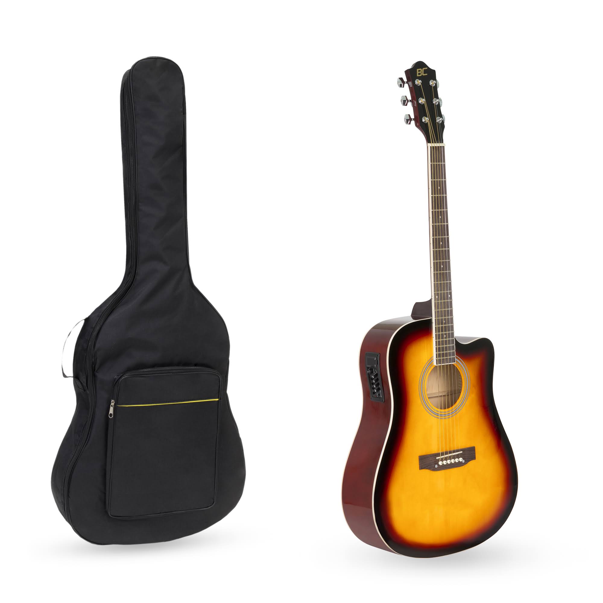 Best Choice Products 41in Full Size Acoustic Electric Cutaway Guitar Set with 10-Watt Amp, Capo, E-Tuner, Case - Sunburst