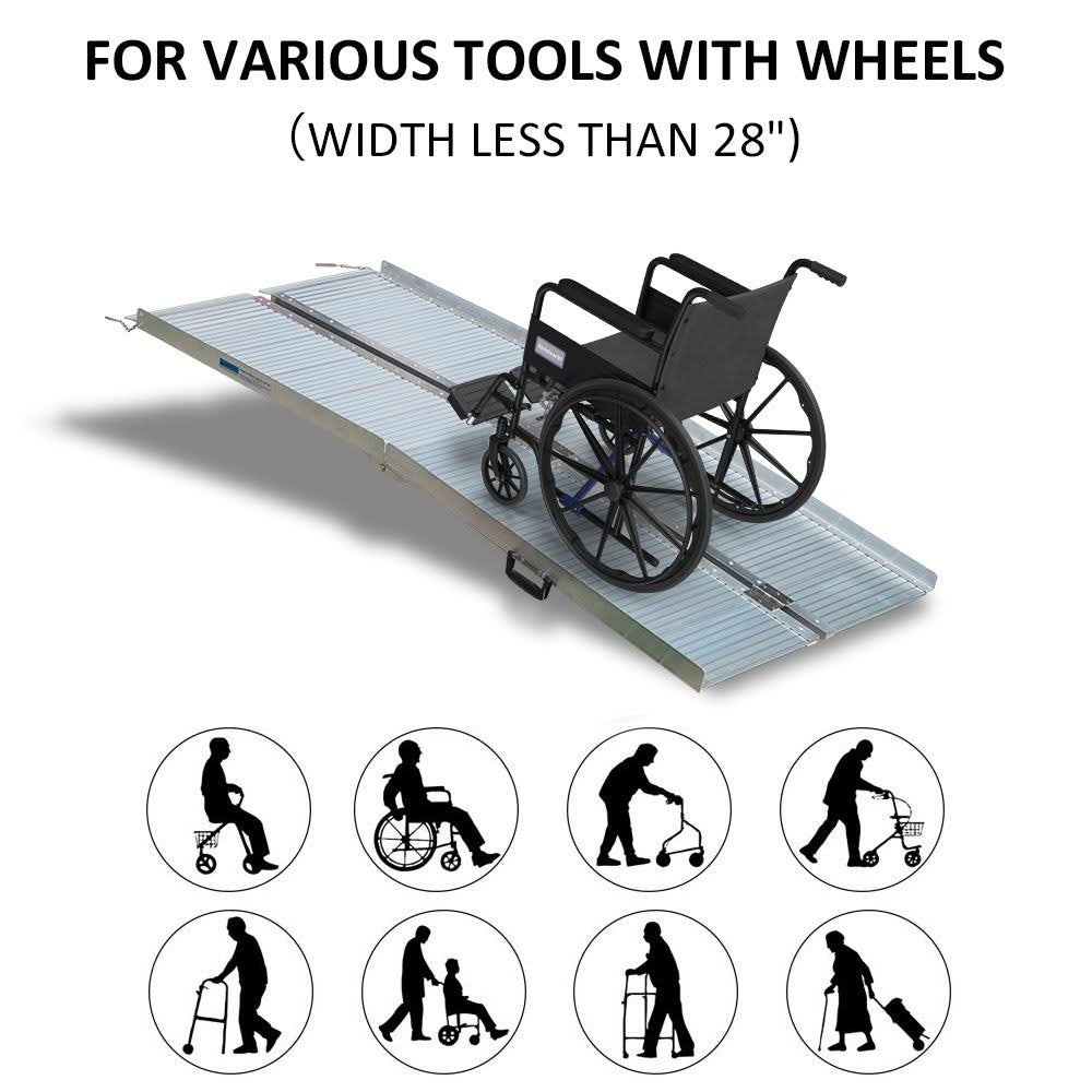 HOMCOM Aluminum Foldable Lightweight Ramp with Side Walls and Carry Handle for Wheelchair Mobility Assistance - 5&