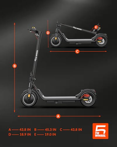 5TH WHEEL V20 Pro Electric Scooter, 10" Solid Tires, 350W Motor & 18 MPH, Turn Signals and Dual Brakes, APP Control & E-Lock, Portable and Foldable Commuter Electric Scooter for Adult
