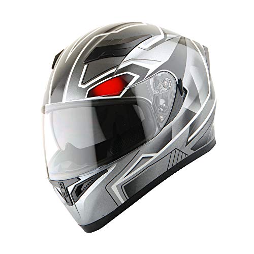 1Storm Motorcycle Full Face Dual Visor Helmet Bundle with Spoiler and Motorcycle Bluetooth Headset: HJK316 Matt Black