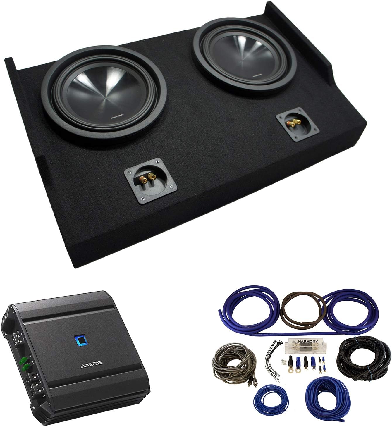 Alpine SWT-10S4 Compatible with Ford F150 Super Cab 2015-2019 Bundled with FTB2X10-15EXTCAB Dual 10 Sub Box