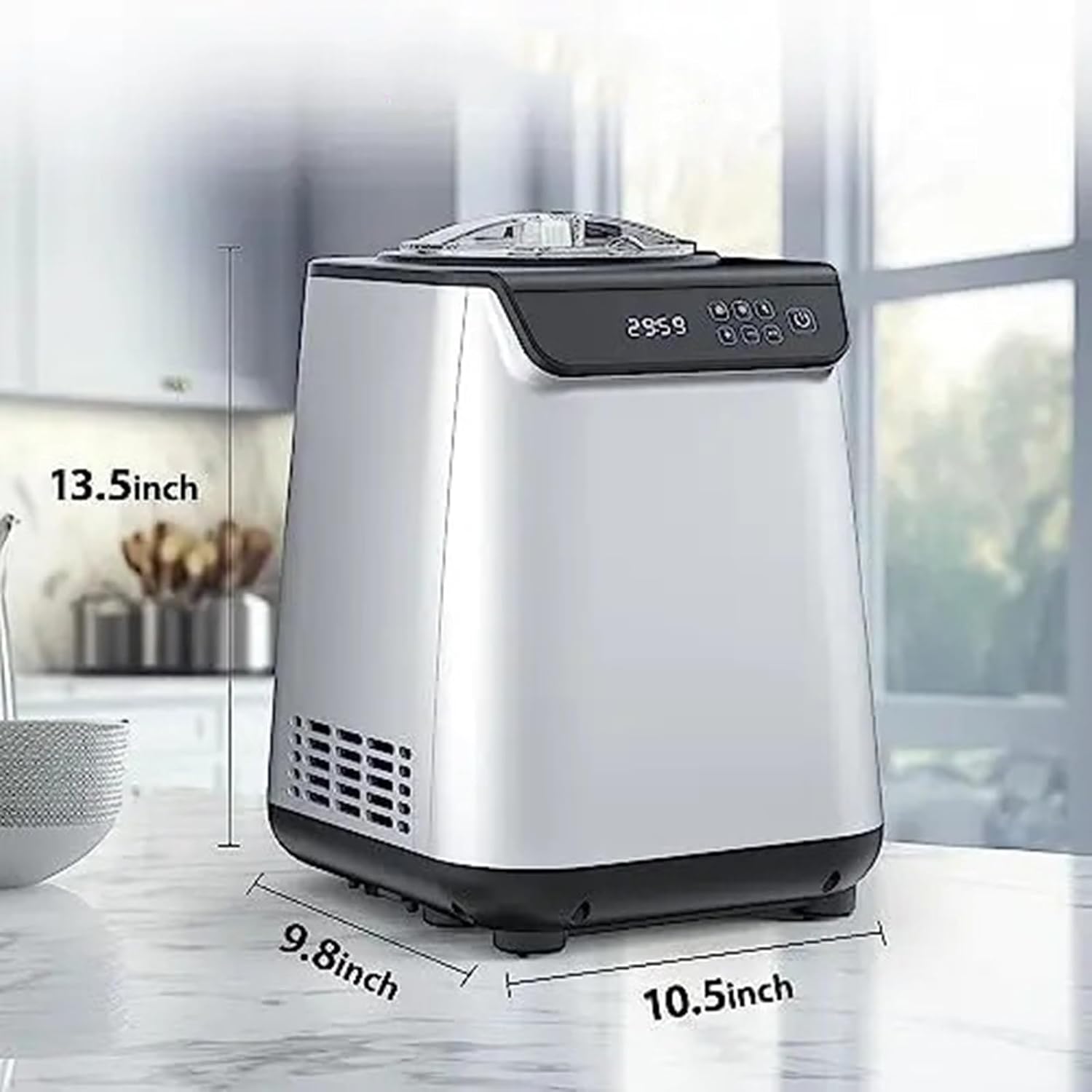 Ice Cream Maker Fully Automatic Ice Cream Maker with Built-in Compressor,Fruit Yogurt Machine Pre-freezing is No Needed,Removable Ice Cream Bowl Table Top Ice Cream Machine，Fun Kitchen Appliance