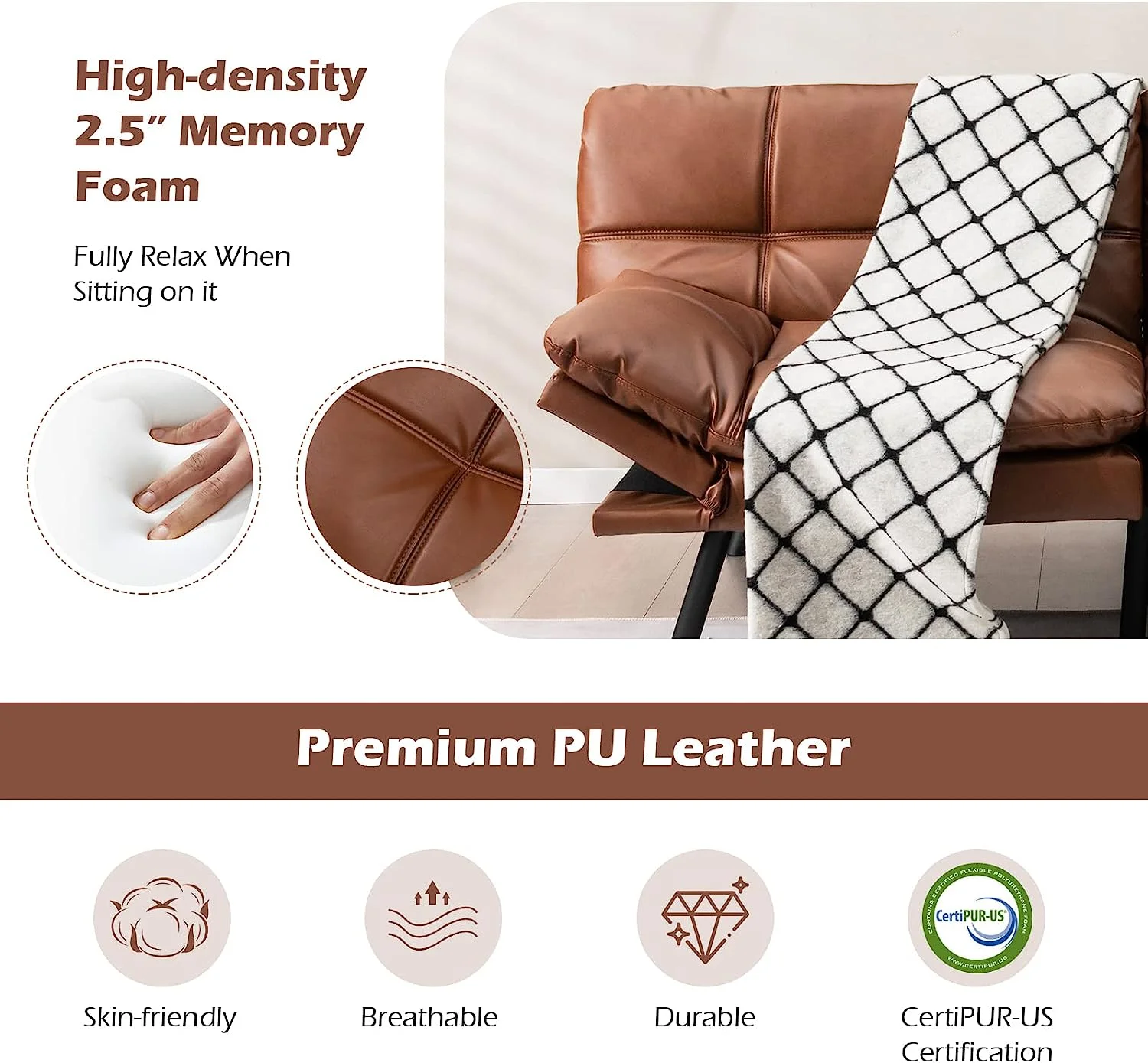 Futon Sofa Bed, Convertible Memory Foam Futon Couch Sleeper with Adjustable Backrest and Armrests, for Small Apartments Home Office, Brown
