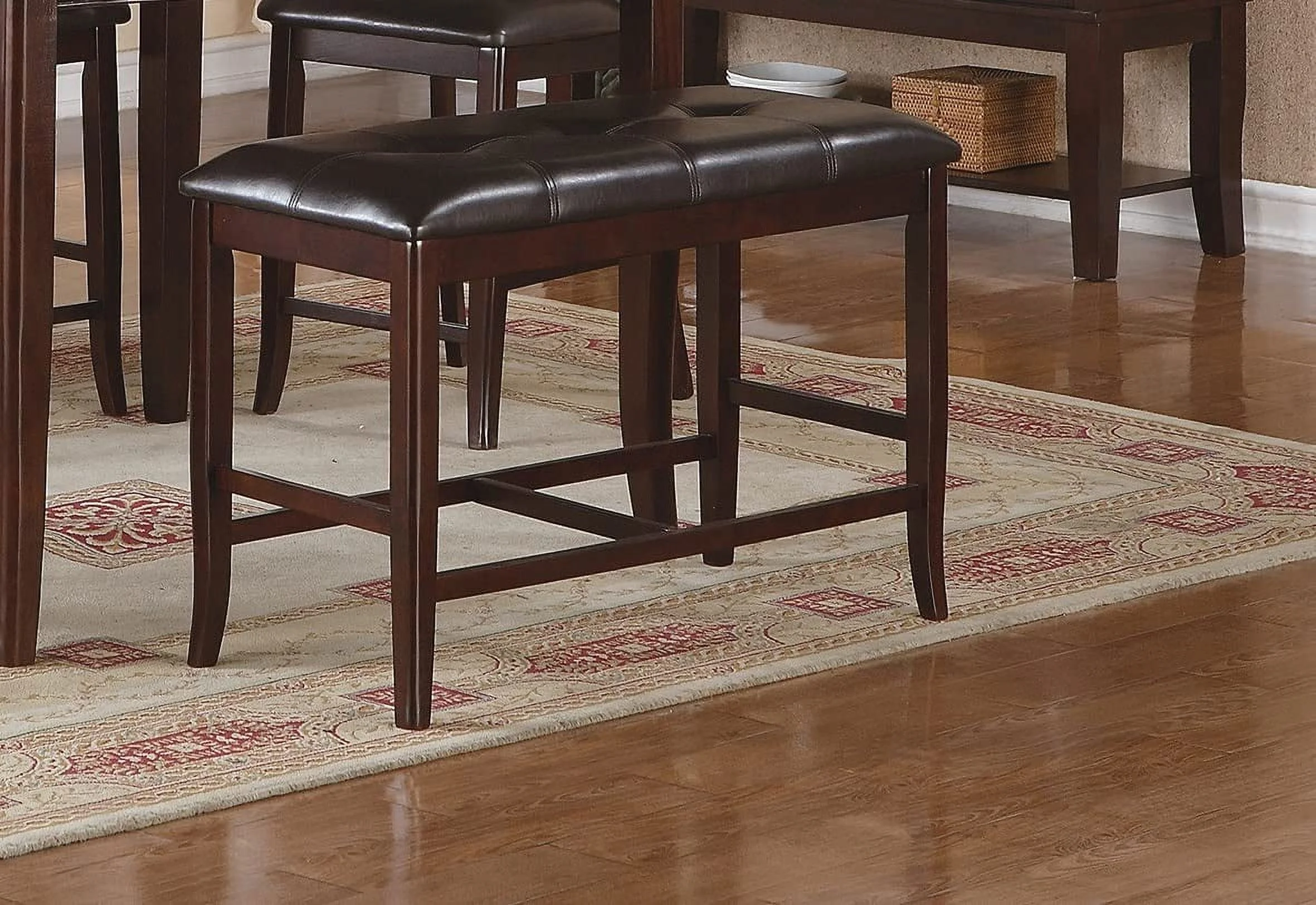 Perfect Contemporary Counter Height Dining 6pc Set Table w Butterfly Leaf 4X Chairs A Bench Brown Finish Rubberwood Chairs Cushions Kitchen Dining Room Furniture