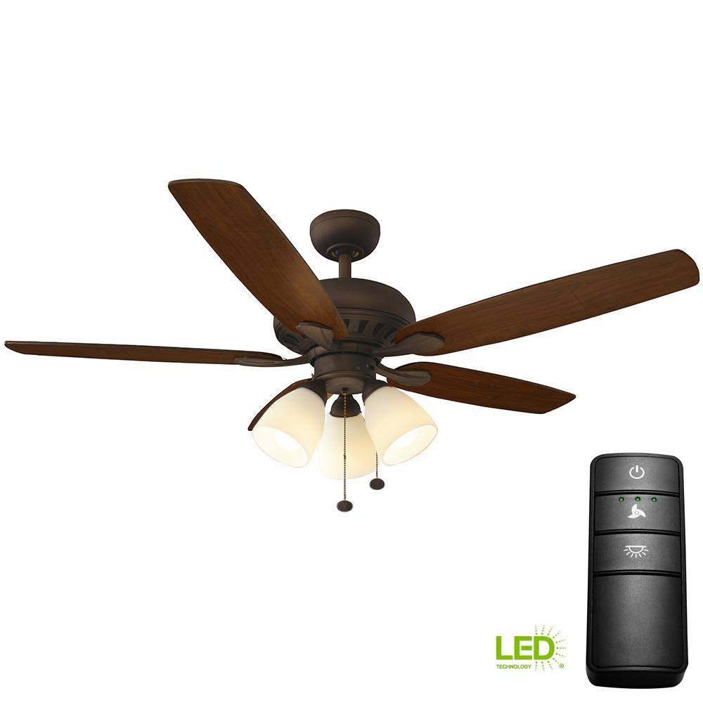 Hampton Bay Rockport 52 in. LED Oil-Rubbed Bronze Ceiling Fan with Light Kit and Remote Control 19967