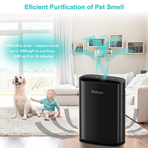 HIMOX Air Purifier Large Room for Home Allergies Pet Dander, Medical Grade H13 True HEPA Filter, Ultra Quiet Sleep Mode, Remove 99.97% Dust Mold Pollen for Bedroom Office