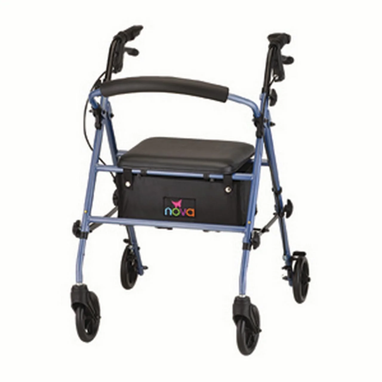 Rollator Nova Journey Steel Frame Rolling Walker Weight Capacity 275 lbs (Blue) - Curated Treasures Market