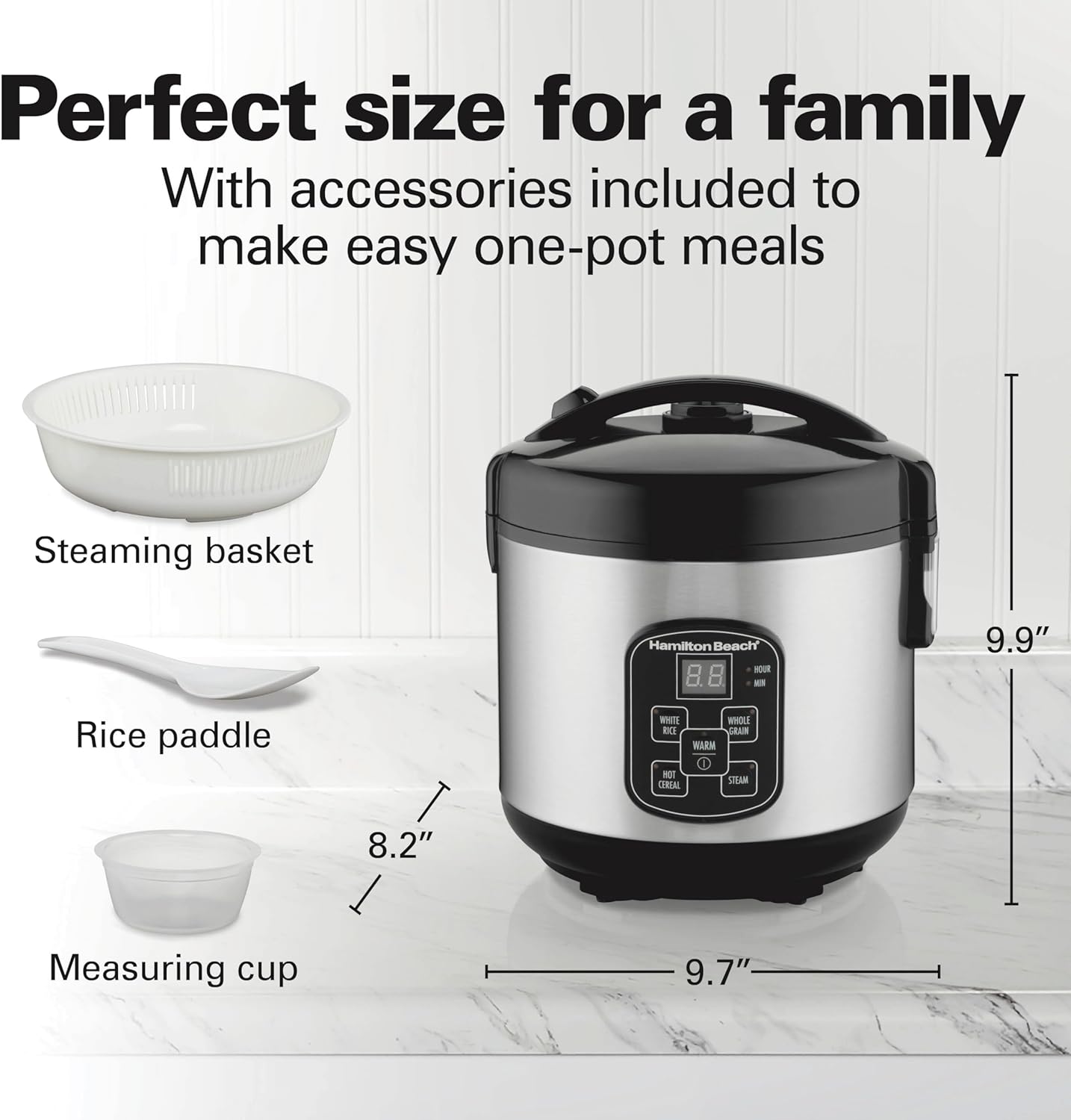 Hamilton Beach 12-in-1 QuikCook Pressure Cooker with True Slow Cook Technology, Rice & Digital Programmable Rice Cooker & Food Steamer, 8 Cups Cooked