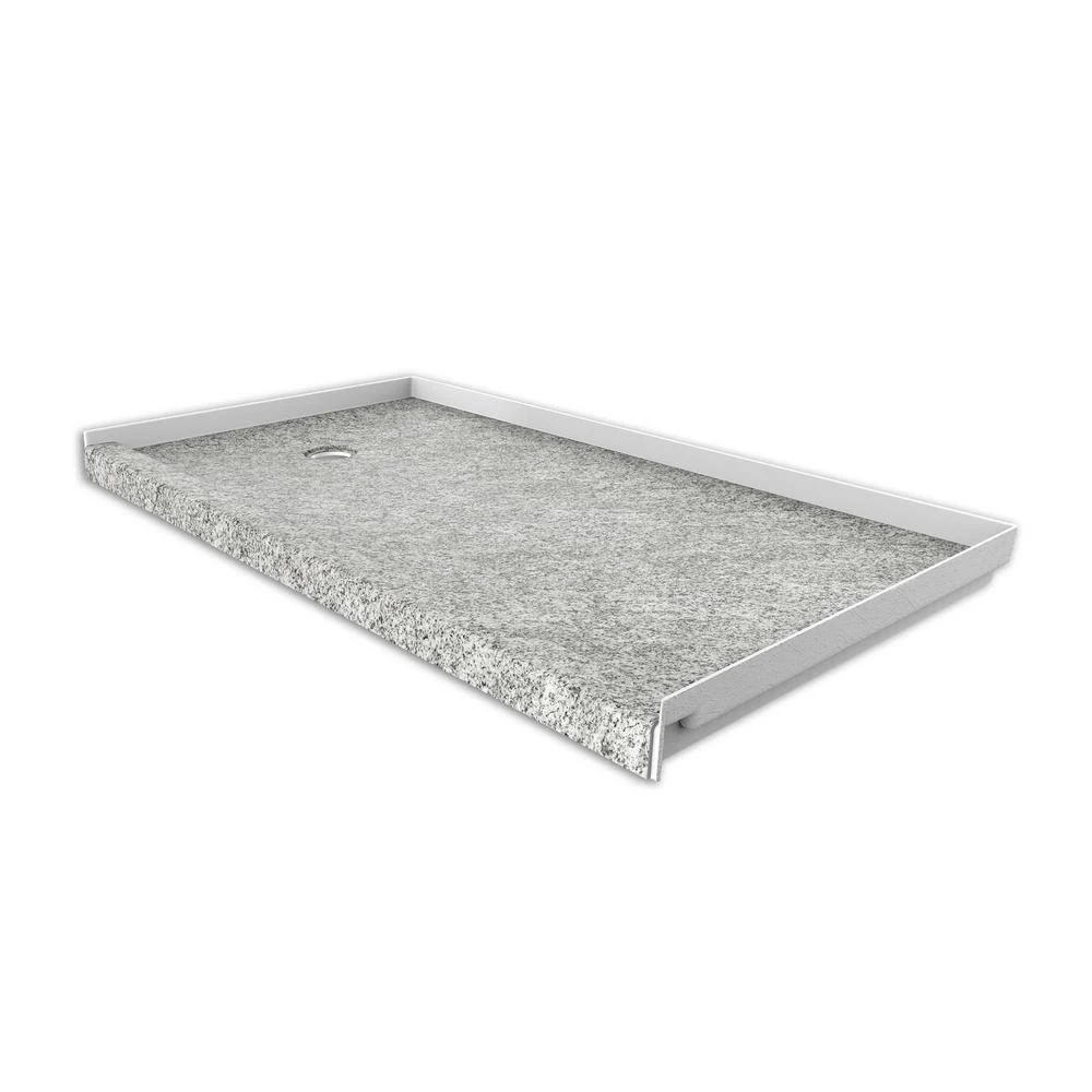 FlexStone 32 in. x 60 in. Single Threshold Shower Base with Left Hand Drain in Arctic Haze