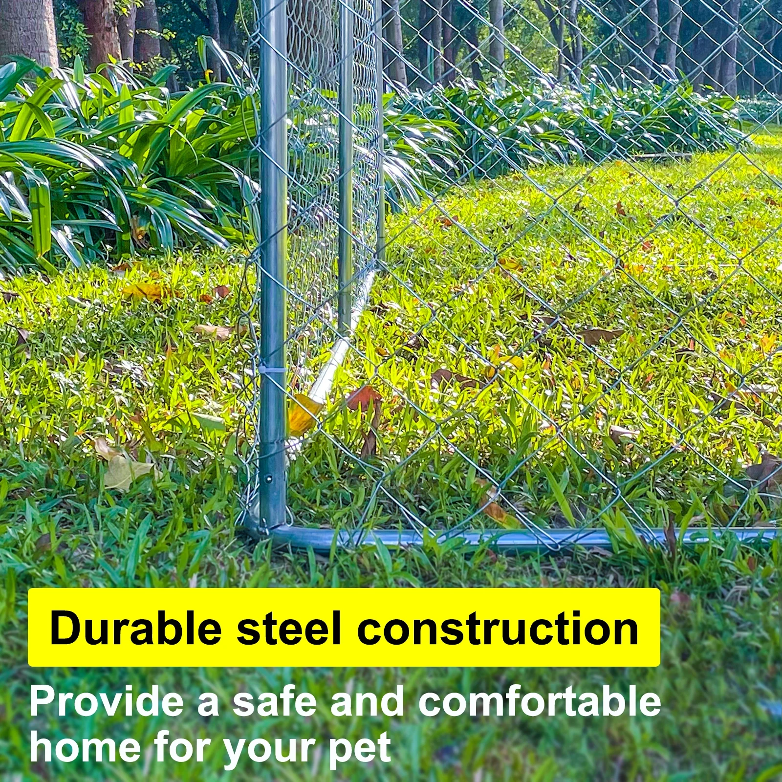 10ft x 10ft Dog Kennel Outdoor Metal Playpen Heavy Duty Large Dog Cages Enclosure for Large Dogs Run Outside Exercise Pet Fences with Roof for Yard