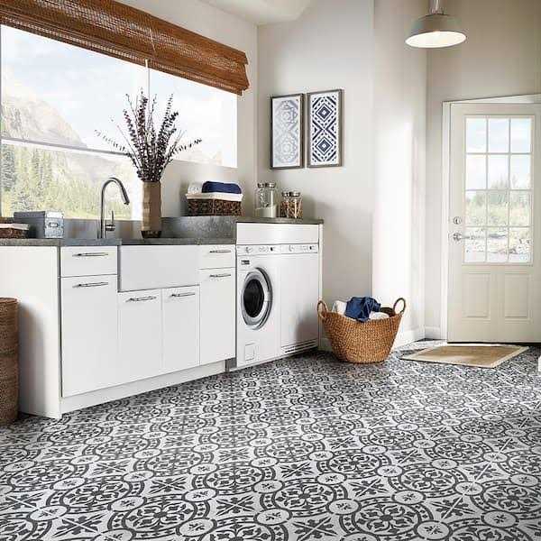 Armstrong Flooring Universal Black and White 2 MIL x 12 in. W x 12 in. L Peel and Stick Water Resistant Vinyl Tile Flooring - Shop Hardware Tools Online Store