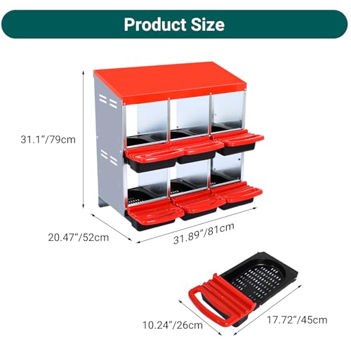 Chicken Nesting Box, 10 Hole 2 Layer Hen Nest Box with Legs, Roll Away Eggs Laying Boxes,Cleanable Pull Out Hen Roosting Boxes