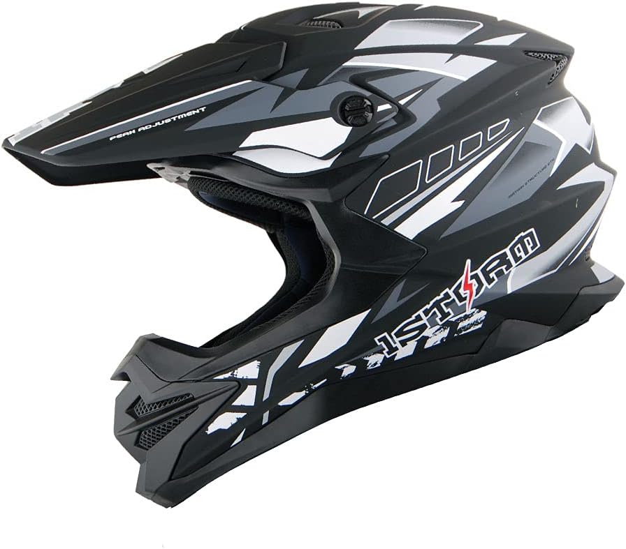 1Storm Motocross Adult Helmet Downhill Mountain Bike Helmet BMX MX ATV Dirt Bike Storm Style HF803 Pack of 2