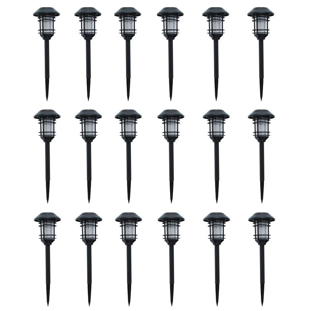 Hampton Bay Solar Black Outdoor Integrated LED Landscape Path Light (18-Pack)