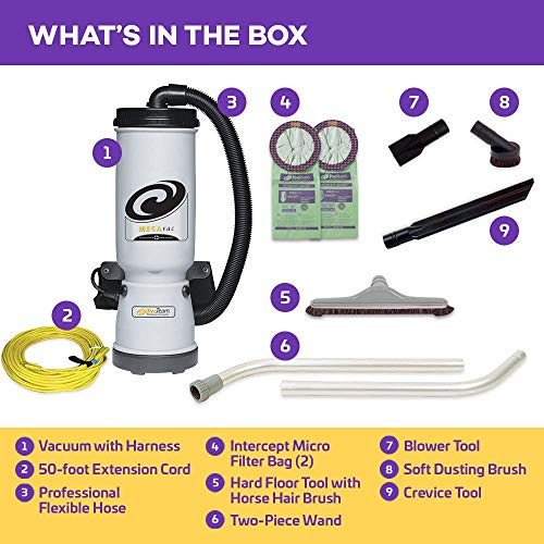 ProTeam Commercial Backpack Vacuum, MegaVac Vacuum Backpack with Blower Tool