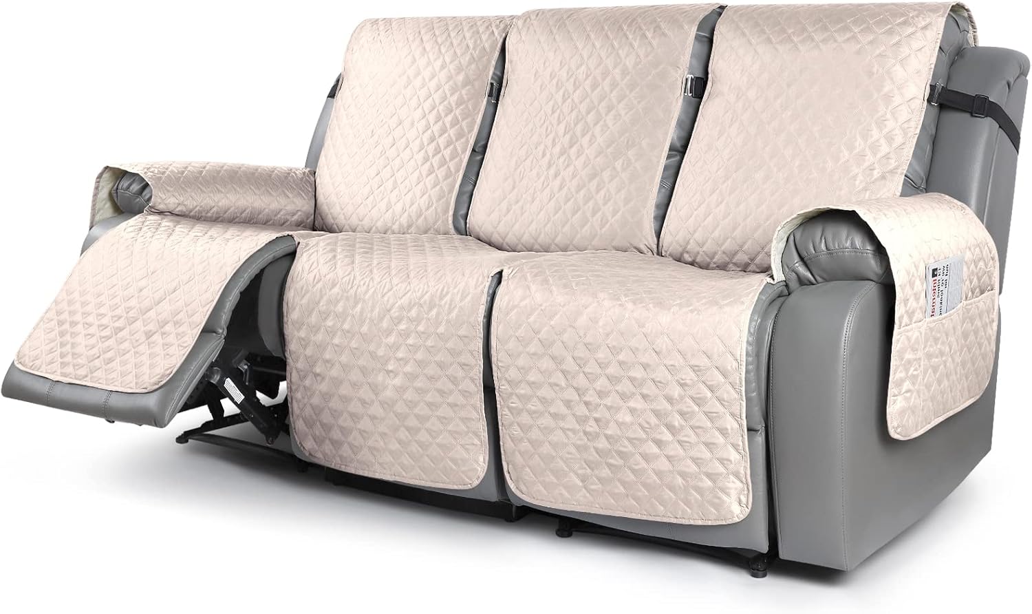 KinCam Recliner Sofa Cover, Pet Sofa Cover for 2 Seat Reclining Couch, Motion Recliner Couch Cover Furniture Protector with Elastic Straps (2 Seater, Dark Gray)
