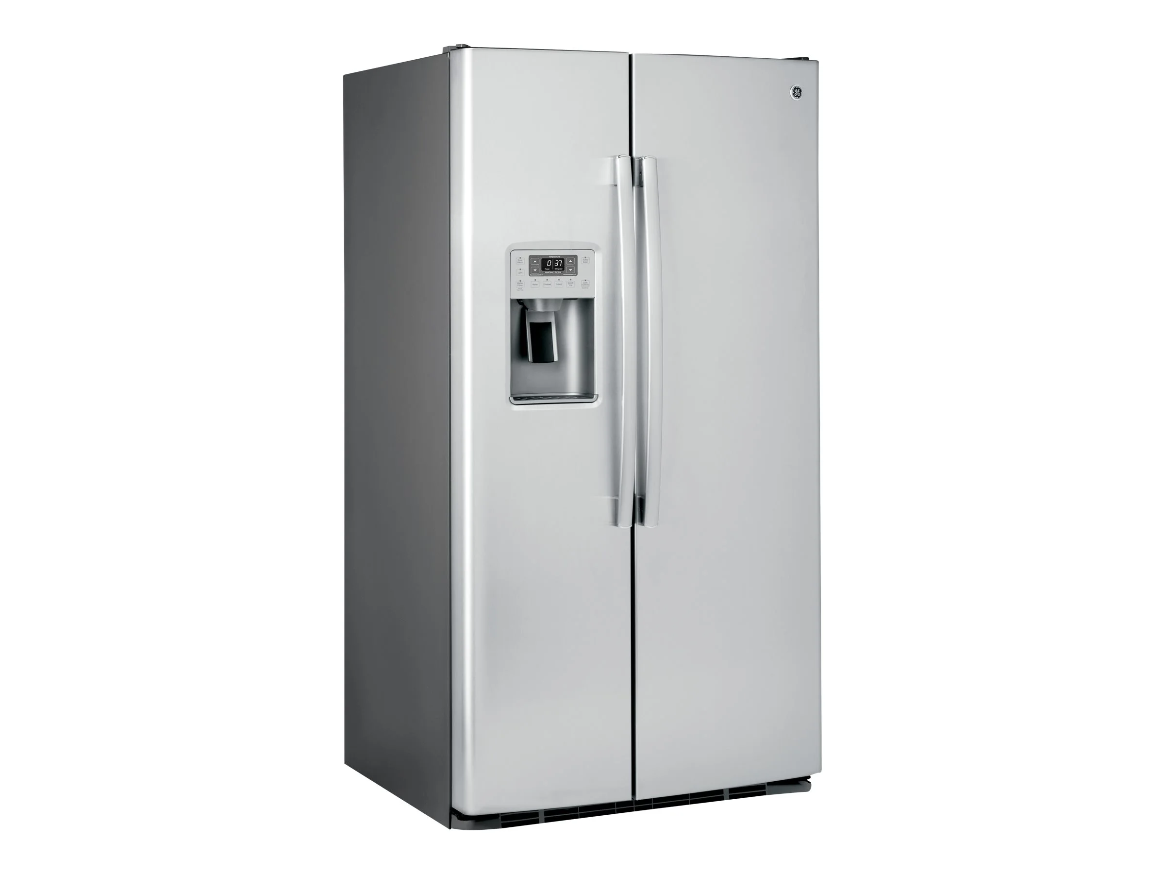 "GE Profile PSS28KSHSS - Refrigerator/freezer - side-by-side with water dispenser, ice dispenser - width: 35.7 in - depth: 36 in - height: 69.3 in - 28.4 cu. ft - stainless steel/dark gray"