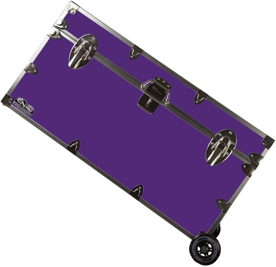 C&N Footlockers College Dorm Room & Summer Camp Lockable Trunk Footlocker with Wheels - Undergrad Trunk Available in 20 Colors - Large: 32 x 18 x 16.5 Inches (Black)