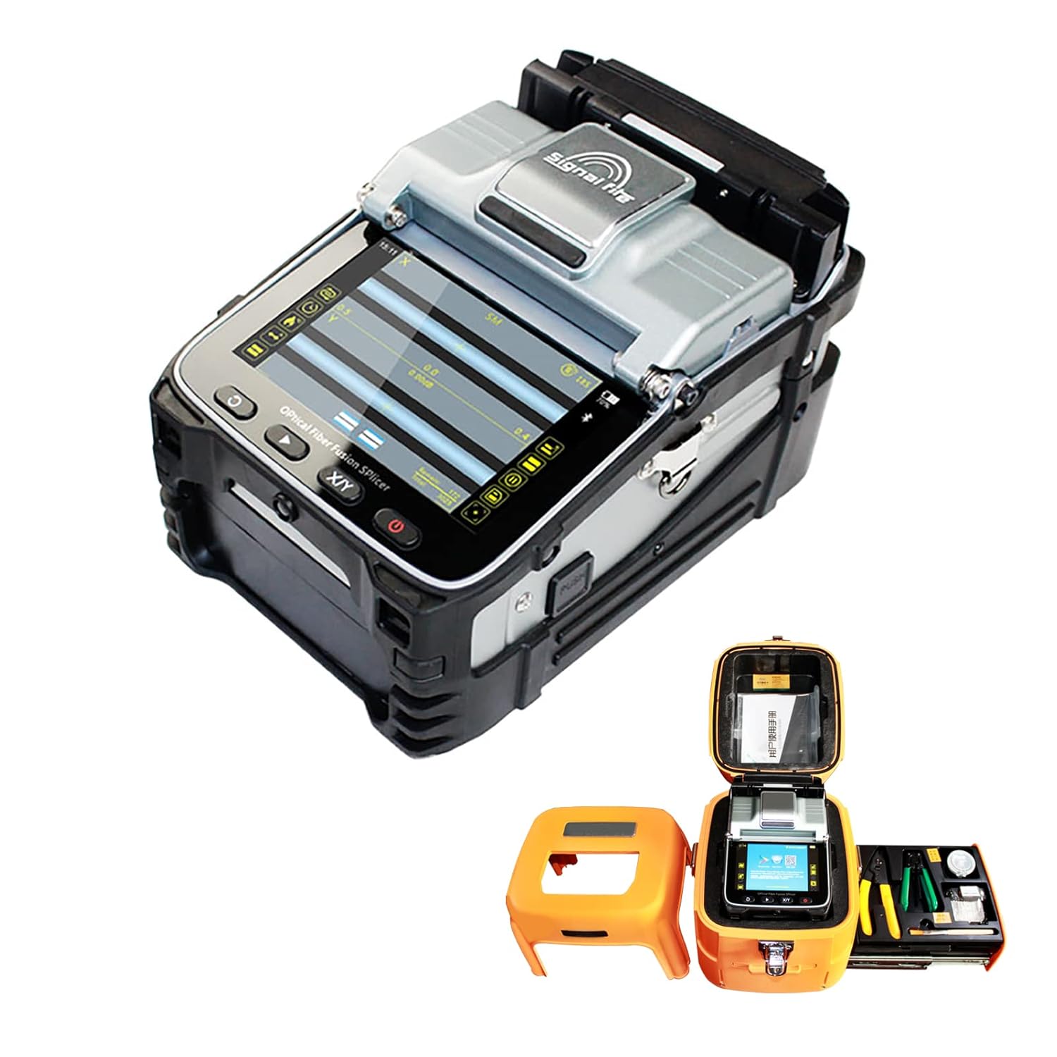Optical Fiber Cleaver Kit, Optical Fiber Fusion Splicer, Splicing Heating Machine, Automatic Splicing Time Melting Toolbox Kit W/App Control & Red Light Detection, Splicing 5S Heating15S