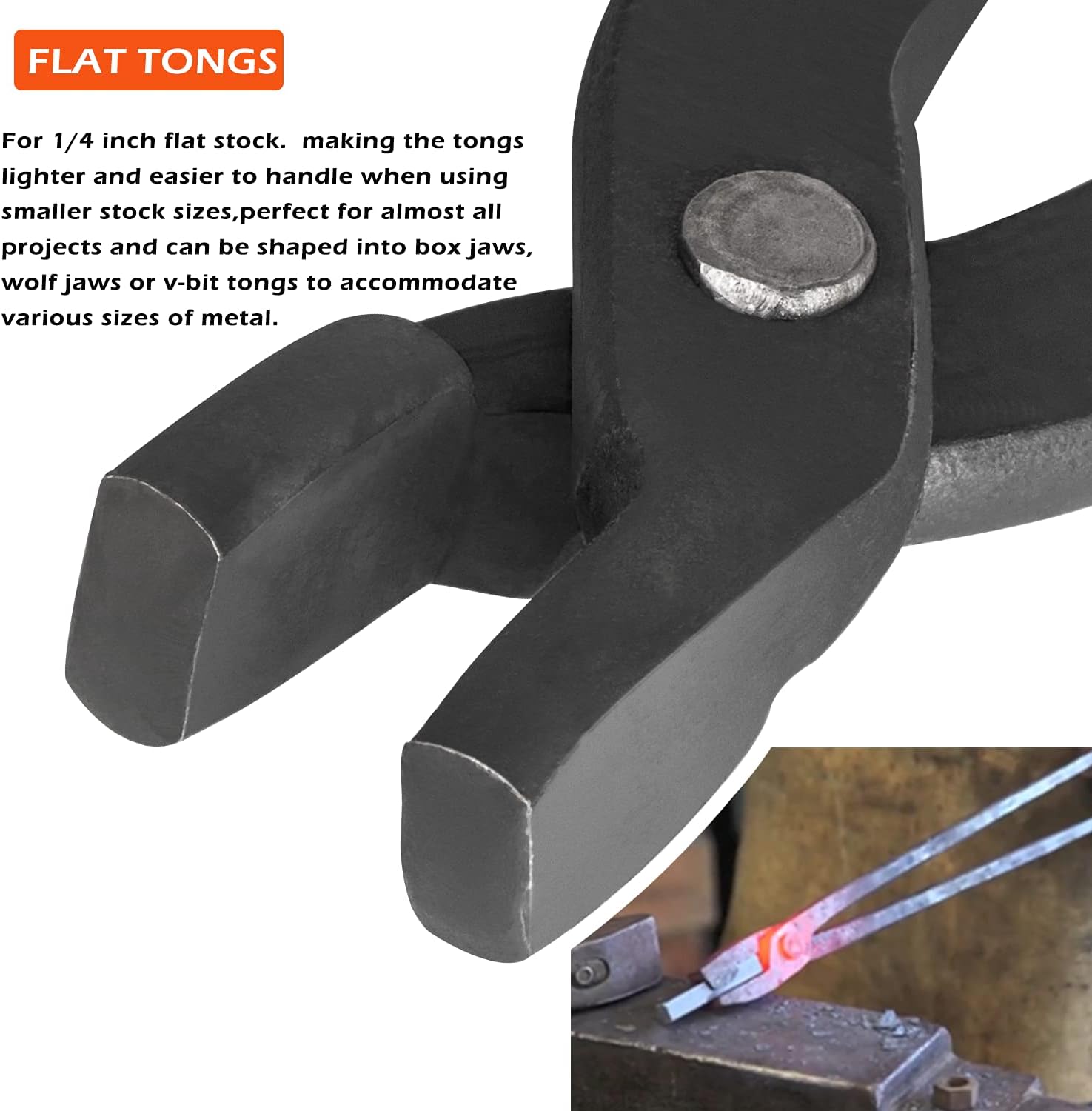 Knife Making Tongs Set and Blacksmiths&rsquo; Hammer Assembled Bladesmith Blacksmith Forge Tongs Tools Set Vise Tools with Blacksmiths&rsquo; Hammer &ndash; 4Pcs
