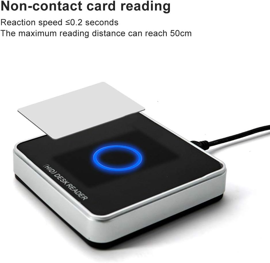 Thincol RFID Card Reader, UHF USB Desktop Reader Writer 902～928MHz Frequency, 50cm Contactless Proximity Sensor Built-in Buzzer, Compatible with ISO18000-6C, ISO18000-6B