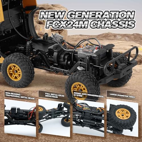 BEEZRC FMS 1/24 RC Crawler RTR FCX24M Land Rover Family Camel Trophy Edition Licensed RC Model 4WD RC Rock Truck 2.4Ghz Hobby Grade RC Car Model Mini Off Road Vehicle with Battery (Discovery)