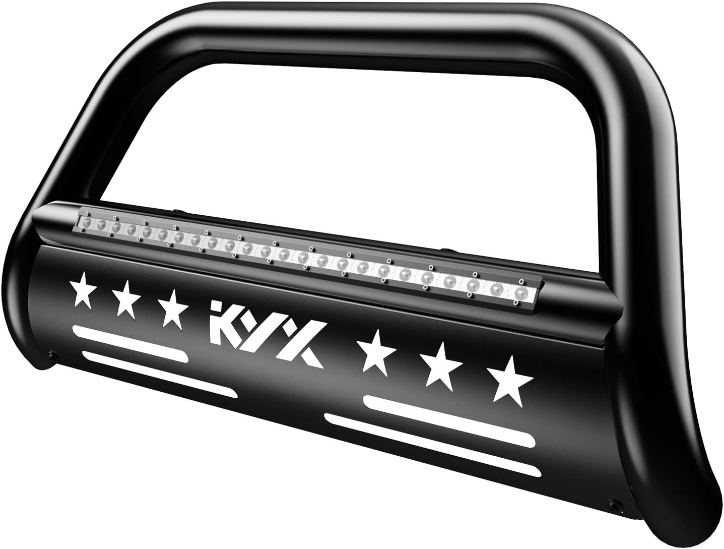 KYX Bull Bar with LED Light Bar for Toyota Tundra 2007-2021, Sequoia 2008-2021, Pickup Truck 3" Tubing Brush Push Bar Off-Road Front Bumper Grille Guard