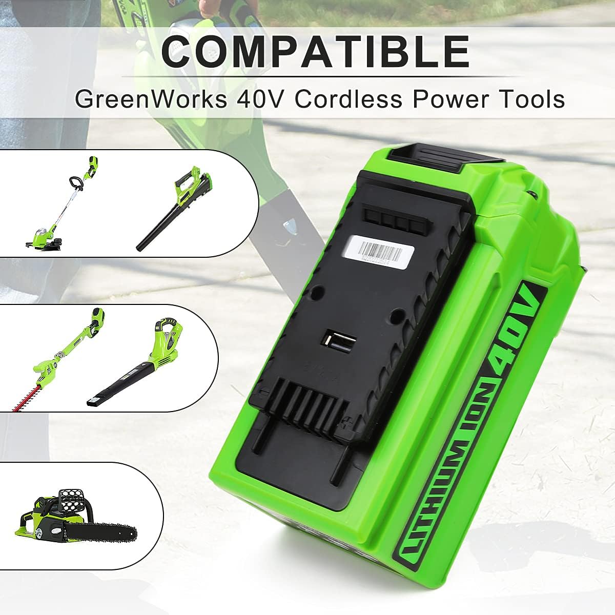 Energup 29462 Replacement 40V GreenWorks Battery for GreenWorks 40V G-MAX Battery 29252 20202 22262 25312 25322 20642 22272 27062 21242 GreenWorks 40V Lithium Battery (Not for Gen 1) Pack of 2