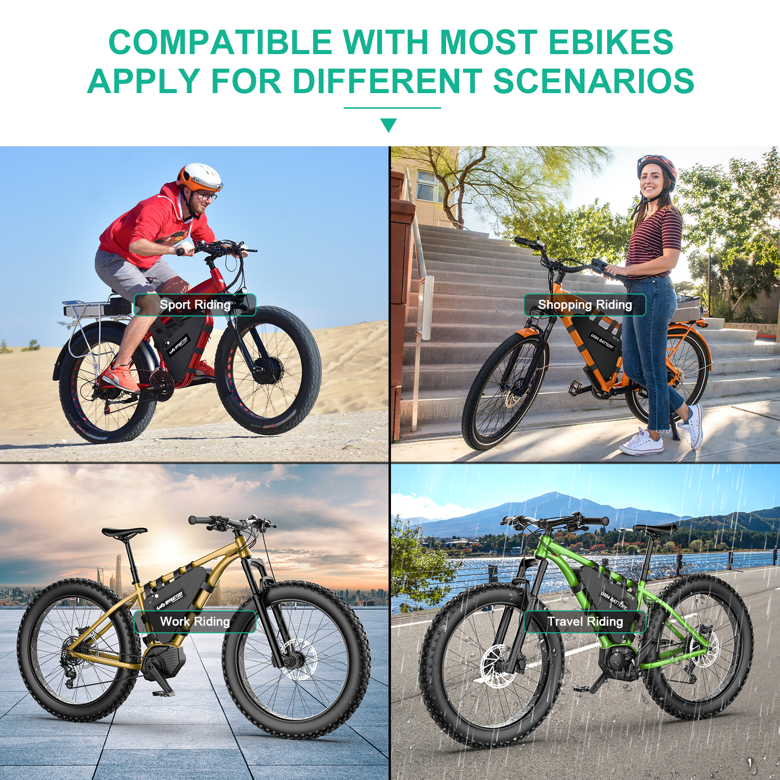 BVSLTUK 52 Volt Ebike Battery 20AH Lithium Battery Pack for  200W-2000W Bafang Aw Ancheer Voilamart and Other Motors Triangle Electric Bike Battery(with charger).