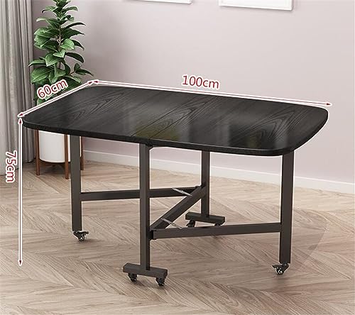 WANLIAN Folding Dining Table,Drop Leaf Dining Table Rectangle Dining Table with 4 Wheel, Space Saving Movable Kitchen Table Extendable Dining Table for Small Spaces (47.2x31.5,Walnut)