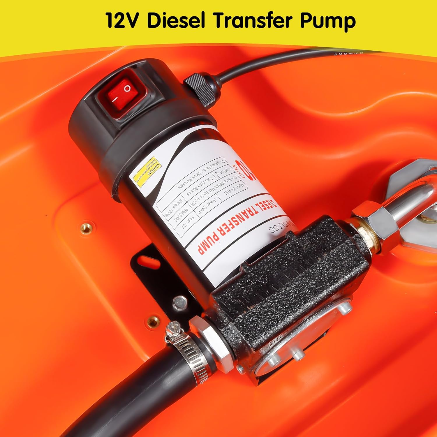 Portable Diesel Tank with Pump, 48 Gallon 10GPM Flow Rate Diesel Fuel Transfer Tank with 12V Electric Transfer Pump, Auto Fueling Nozzle, 13FT Hose, for Easy Fuel Transportation