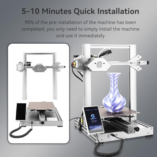 Super3d A3 3D Printer, WiFi Connection, Auto Leveling/90% Pre-Assembled/Heated Pad/Resume Printing, Open Source DIY FDM 3D Printer for Beginners, 5in Touch Screen, Print Size 8.7x8.7x9.8 Inch, Silver