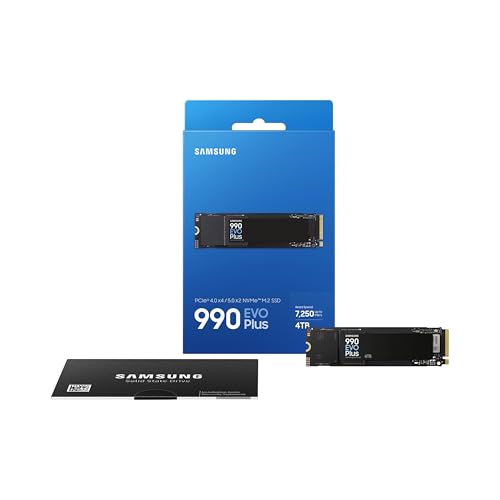 Samsung 990 EVO Plus SSD 4TB, PCIe Gen 4x4 | Gen 5x2 M.2, Speeds Up-to 7,250 MB/s, Upgrade Storage for PC/Laptops, HMB Technology and Intelligent Turbowrite 2.0, (MZ-V9S4T0B/AM)