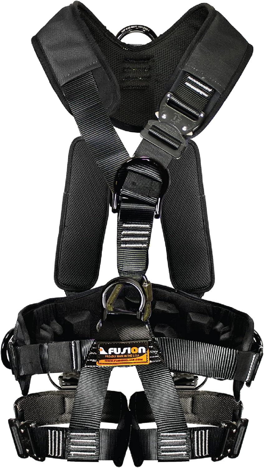 Fusion Climb Tac GT Tactical Full Body EVA Padded Heavy Duty Adjustable Zipline Harness 23kN M-L Black