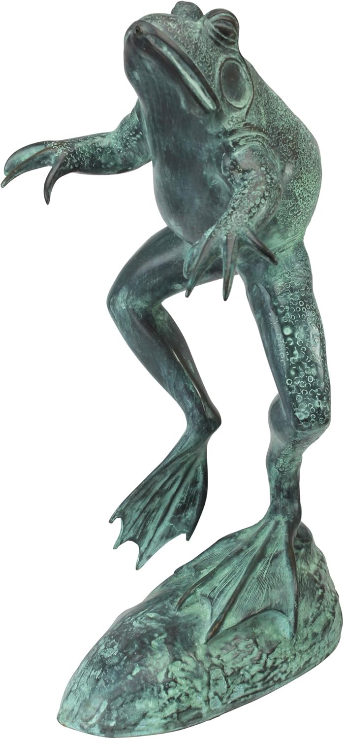 Design Toscano Giant Jumping, Spitting, Leaping Frog Bronze Garden Statue