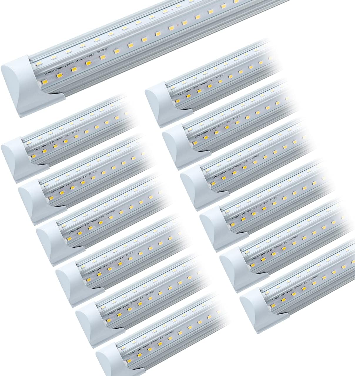 6 Pack T8 Led 4FT 40W Integrated V Shaped Tube Light,Linkable White Daylight 6000k Garage Lights, Indoor Shop Lights for Workshop with On/Off Switch Cable Clear Cover Pack of 2