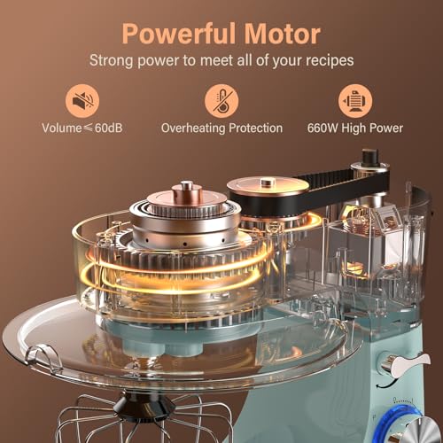Honinst Stand Mixer, 3-In-1 10-Speed 660W 6QT Tilt-Head Food Mixer, Electric Mixer with Bowl, Dough Hook, Whisk and Beater, Kitchen Mixer for Baking, Cake and Most Home Cooks