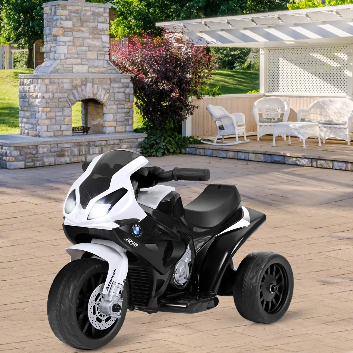 Costway Kids Ride On Motorcycle BMW Licensed 6V Electric 3 Wheels Bicycle with Music & Light (Suitable for 18-36 Months Age)