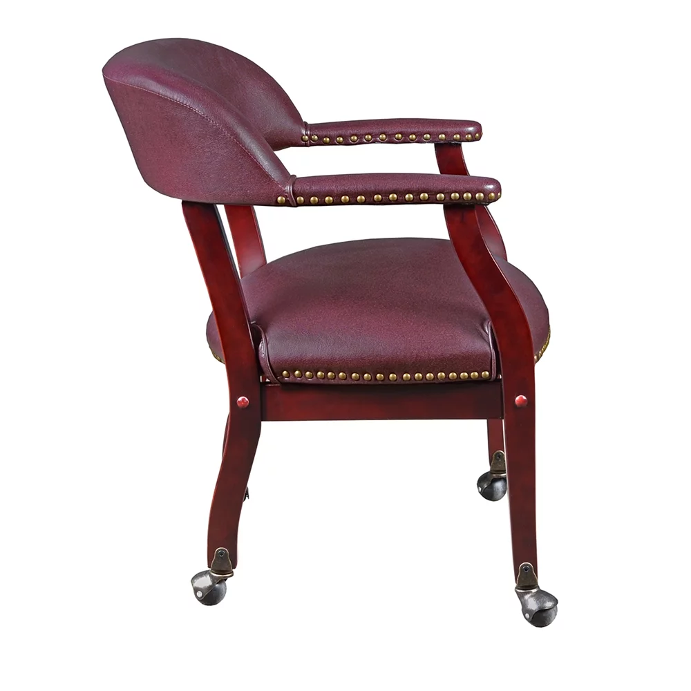 Belen Kox Ivy League Captain Chair with Casters- Burgundy