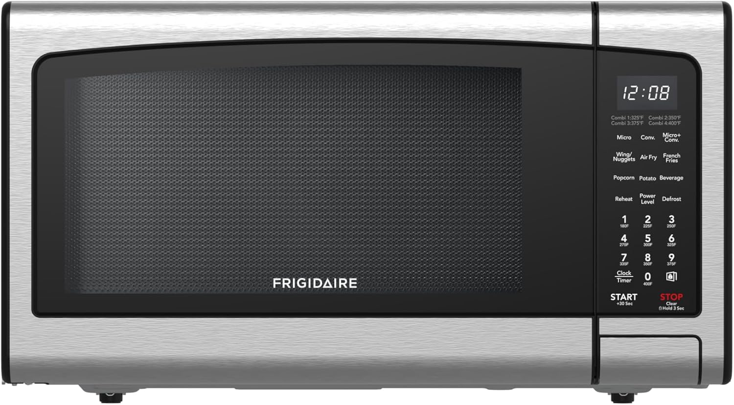 Frigidaire EMW112OAMZ Stainless Steel Microwave Oven, Multi Function, Programmable, 1.1 Cu Ft 1000-Watt, residential kitchen, Stainless