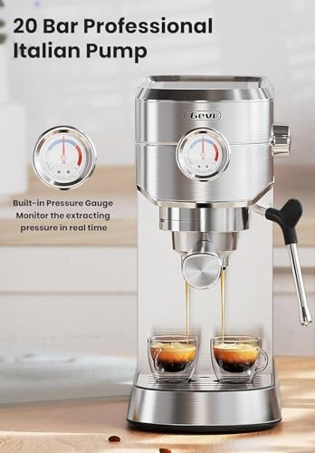 Gevi Espresso Expresso Machine 20 Bar with Auto Milk Frother, Professional Espresso Maker with Steam Wand, Compact Stainless Steel Cappuccino & Latte Machine, Gift for Coffee Lover, Home Baristas