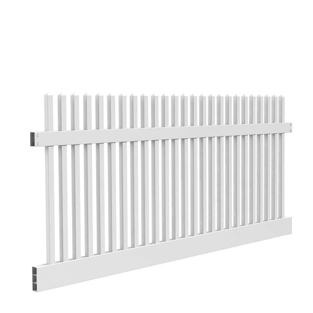 Veranda Yukon Straight 4 ft. H x 8 ft. W White Vinyl Un-Assembled Fence Panel 73011681