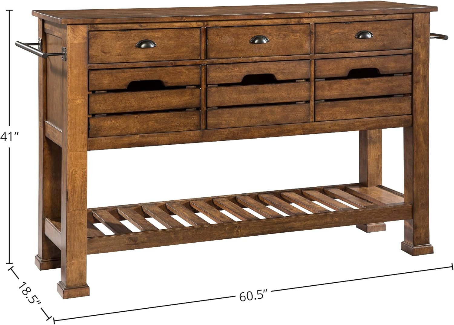 The District 60.5" Three Drawers, Copper Sideboard, Brown