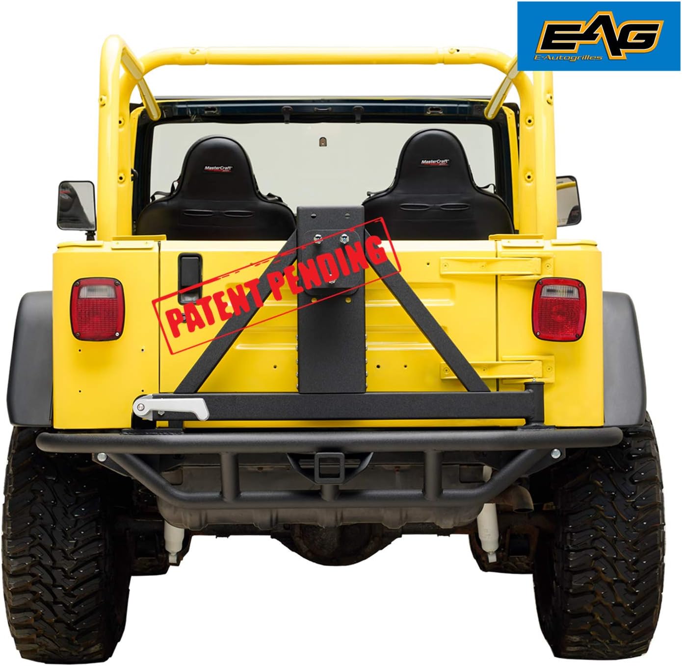 EAG Tubular Rear Bumper with Tire Carrier Black Fit for 87-06 Wrangler TJ YJ