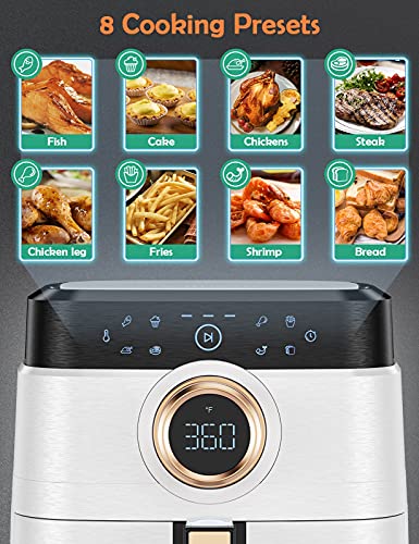 Air Fryer, 5.8 QT Airfryer Oven Large Air Fryer 1700W 8-in-1 with Touch Screen Air Fryers Detachable Dishwasher Safe Nonstick Basket Freidora de Aire 36 Recipes BPA & PFOA Free Air Fryer