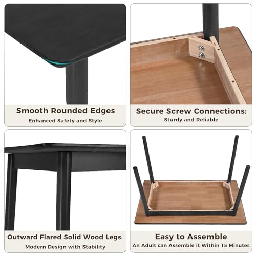 DELAVIN 29.5" Solid Wood Dining Table, Modern Small Dining Table, Square Farmhouse Kitchen Table, Cafe Table for Living Room Dining Room, Easy Assembly, Walnut