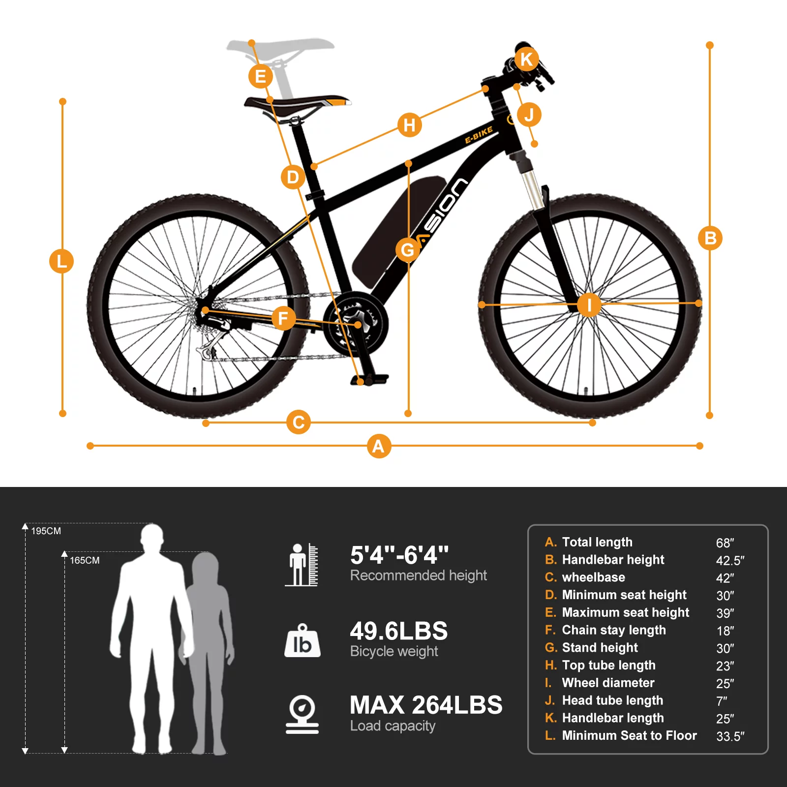 Jasion Electric Mountain Bike for Adults, 26" Tires, 350W Brushless Motor, 40 Miles Commuting Range, Front Fork Suspension, Shimano 7 Speed, EB5 Black