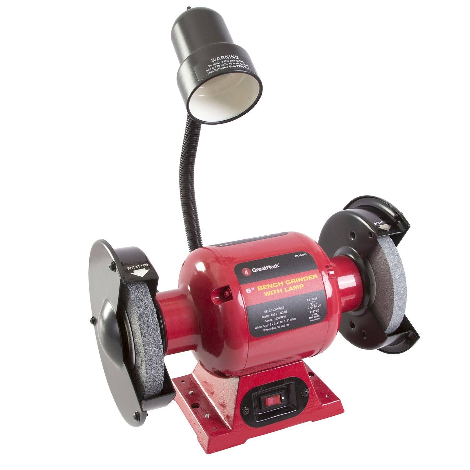 Great Neck 80058 6x22 Bench Grinder with Lamp