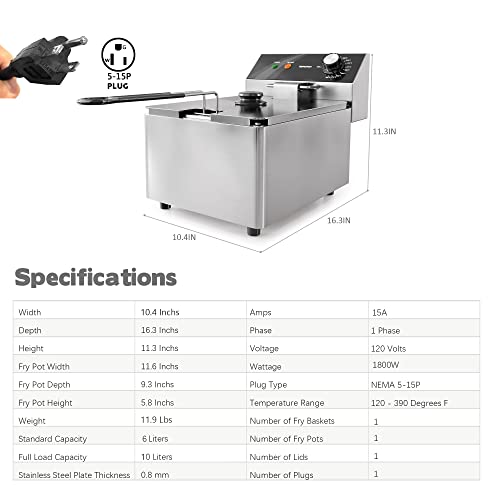 TOPKITCH Electric Deep Fryer Countertop Deep Fryer with Basket